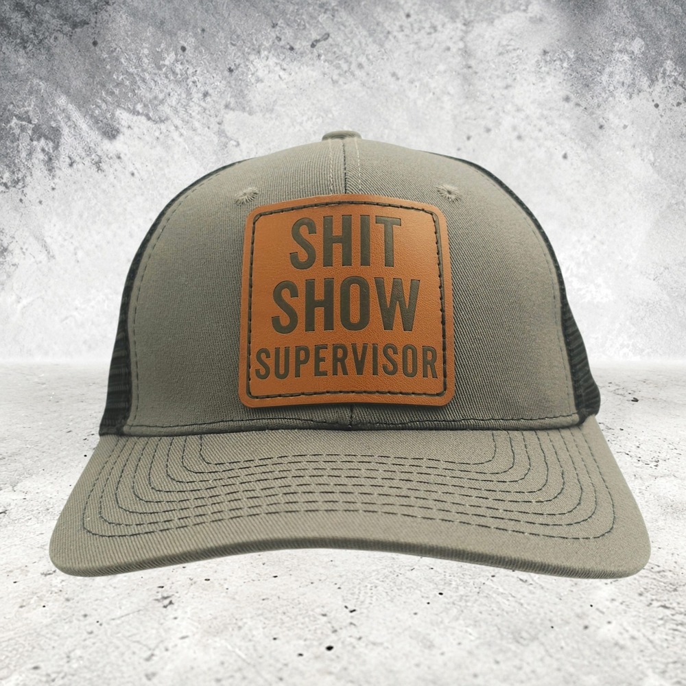 Shit Show Supervisor Patch Hat Black Grey Trucker Snapback Cap Novelty NWOT
